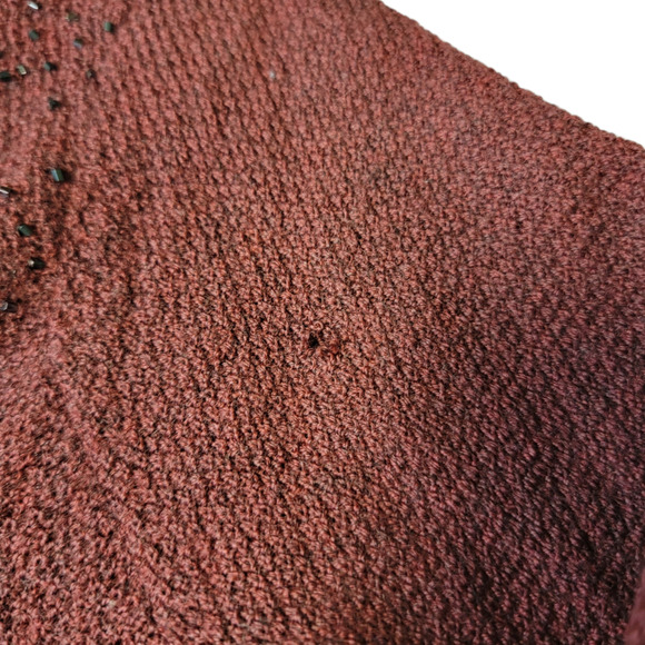 Eileen Fisher Women's Lightweight V Neck Jeweled Sweater Maroon Size S/Petite - Picture 7 of 7